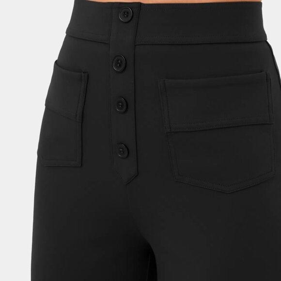 HALARA High Waist Button Front Casual Straight Leg Pants Black Various NWT - Picture 4 of 9